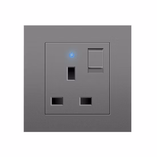 Switched Universal Wall Electrical Power Socket with Indicator