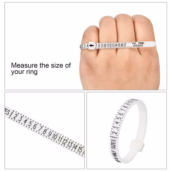 カスタムロゴ米国プラスチック定規リング測定手首プラスチック定規測定手首ブレスレットサイザー測定